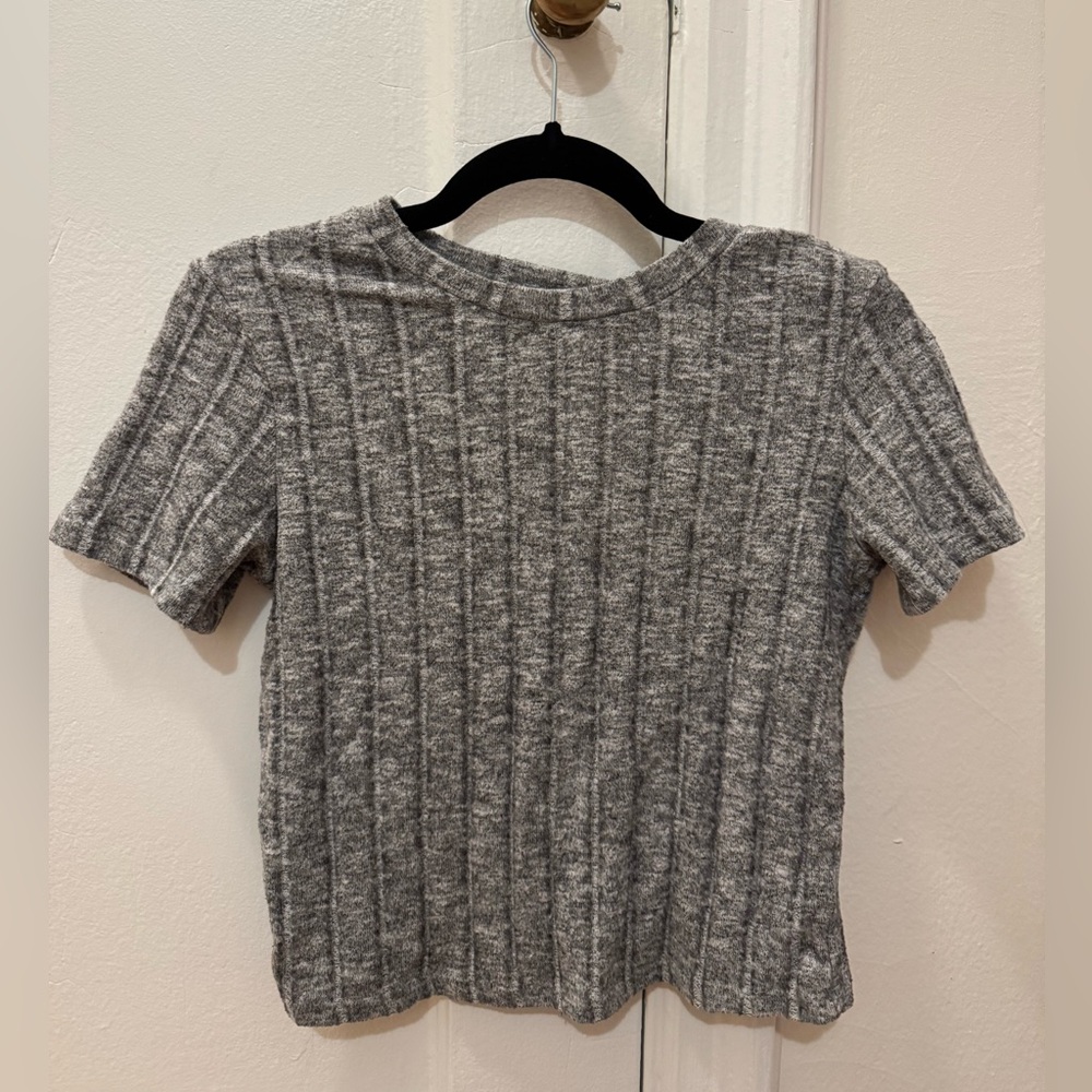 Grey Zara striped knit tee